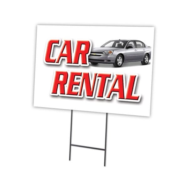 Signmission Car Rental Yard Sign & Stake outdoor plastic coroplast window, C-1824 Car Rental C-1824 Car Rental - main